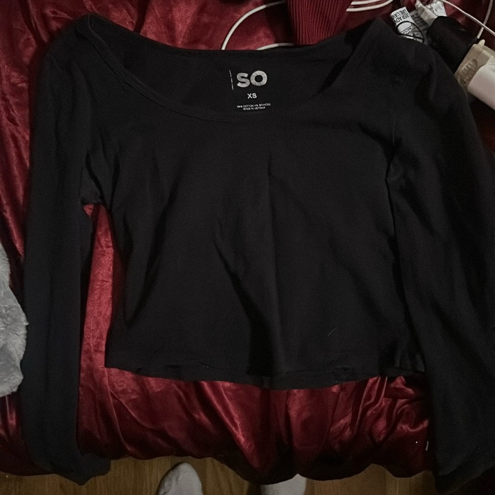 Xs long sleeve crop top basic black essentials